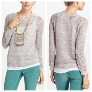 Anthropologie Guinevere Glimmer Pointelle Pullover